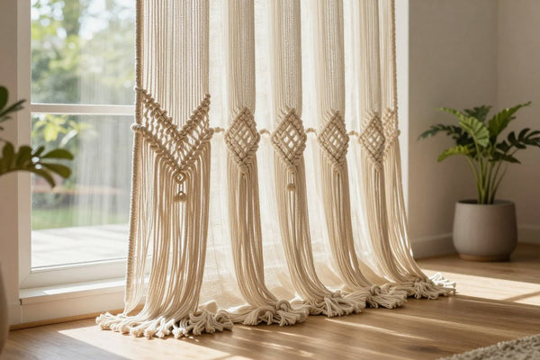 rideau macramé naturel teint comparatif