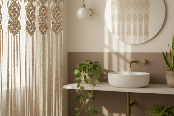 rideau macramé salle de bain humidité résistance
