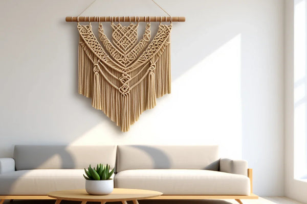 Macramé mural moderne : tendances géométriques et minimalistes 2026