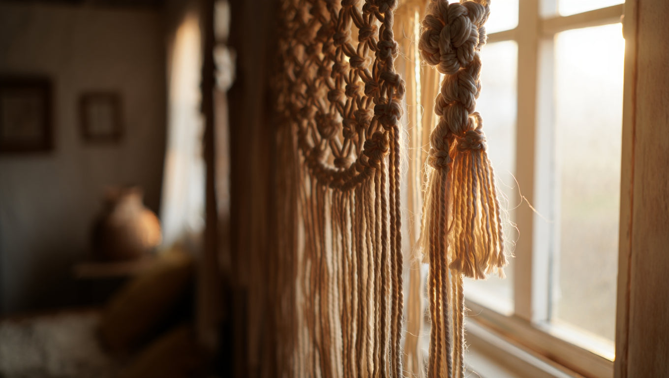 Le rideau macramé beige ou écru : nuances et rendu en intérieur