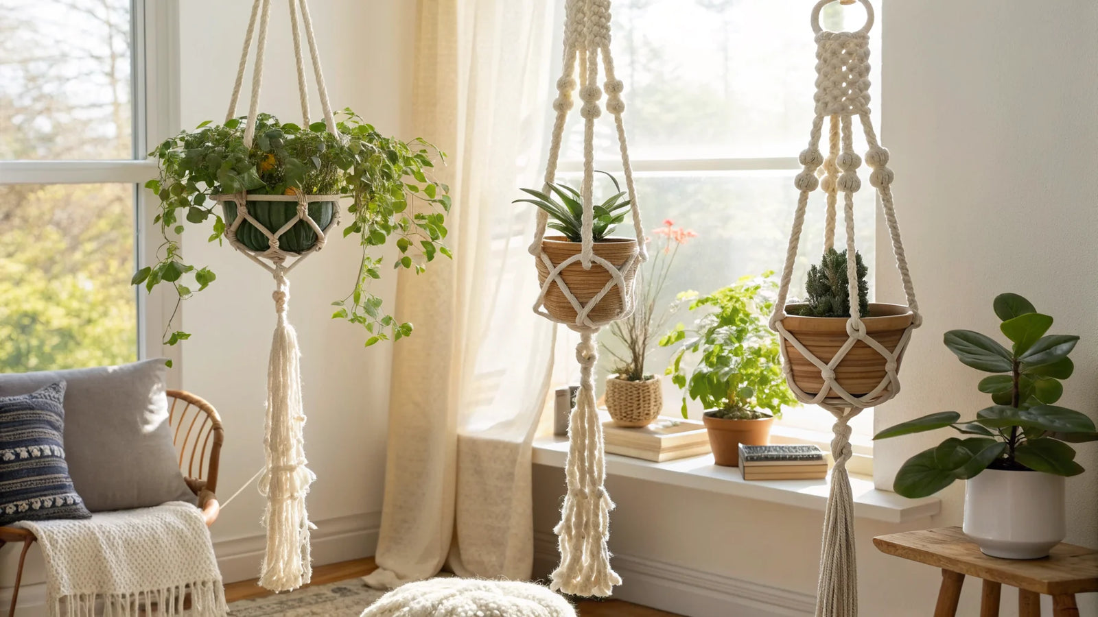 6 formats suspension macramé