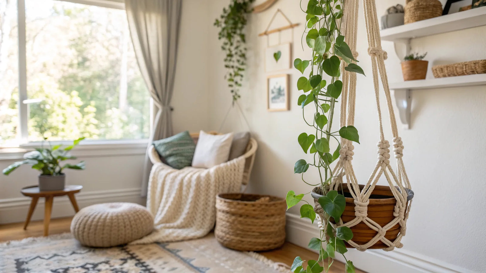 suspension plante intérieur macramé