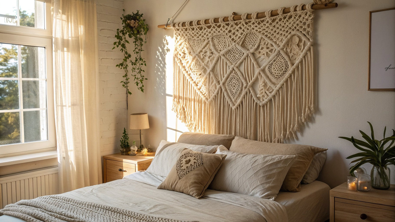 tête de lit bohème chic en macramé