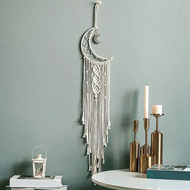 Attrape-rêve macramé lune chambre bohème | Lunaris Décorations macramé