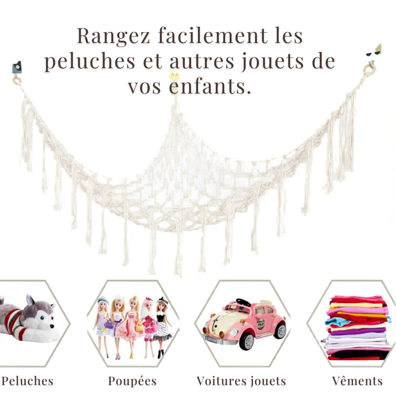 Hamac de rangement mural en macramé | Nidéo