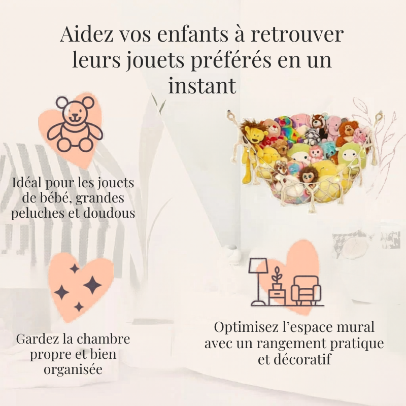 Hamac de rangement mural en macramé | Nidéo