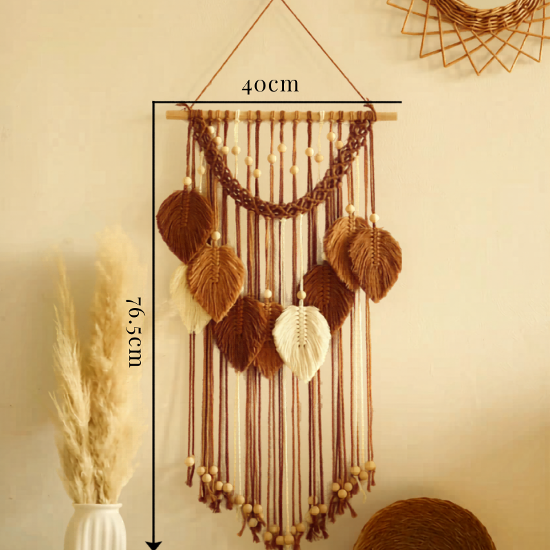 Suspension macramé murale feuilles en coton | Maya Décorations macramé
