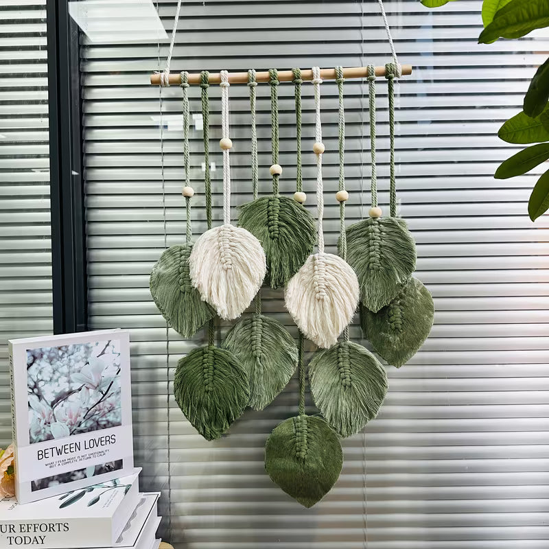 Suspension macramé murale feuilles en coton | Maya Décorations macramé