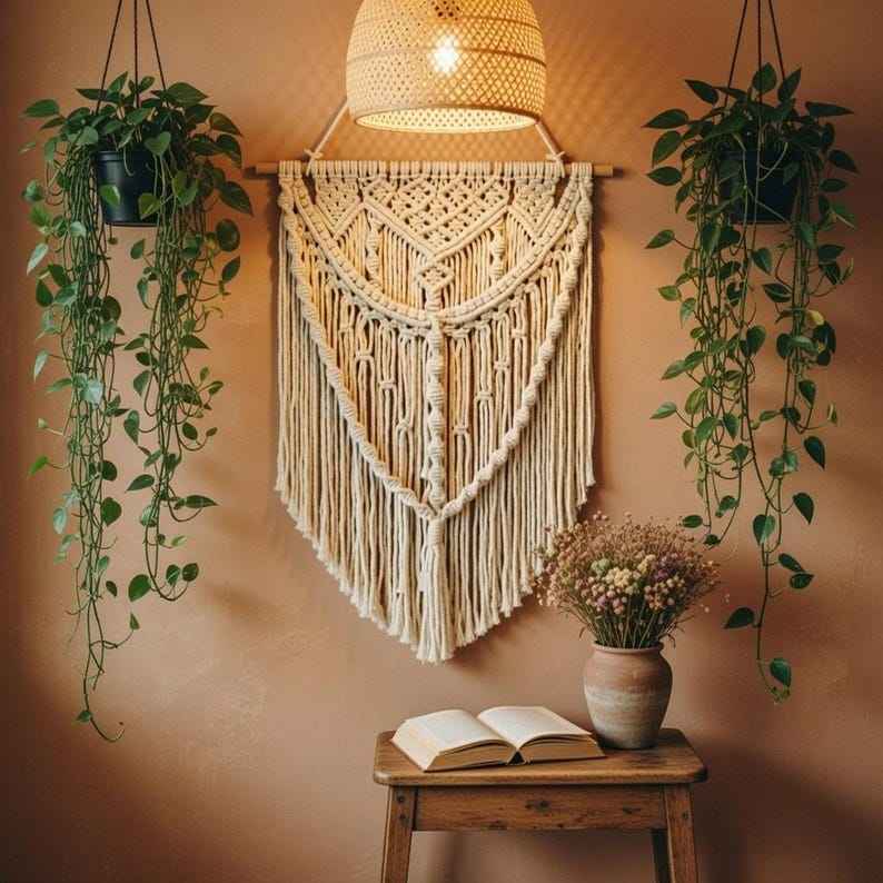 Tenture macramé écru naturel | Kora Décorations macramé