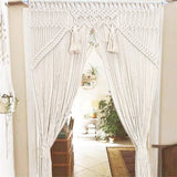 Rideau macramé grande largeur coton naturel 115 × 200 cm | Kheïma Décorations macramé
