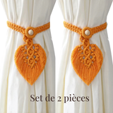 Embrasse rideau macramé feuille en coton lot de 2 | Elia Décorations macramé