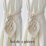 Embrasse rideau macramé feuille en coton lot de 2 | Elia Décorations macramé