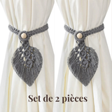 Embrasse rideau macramé feuille en coton lot de 2 | Elia Décorations macramé