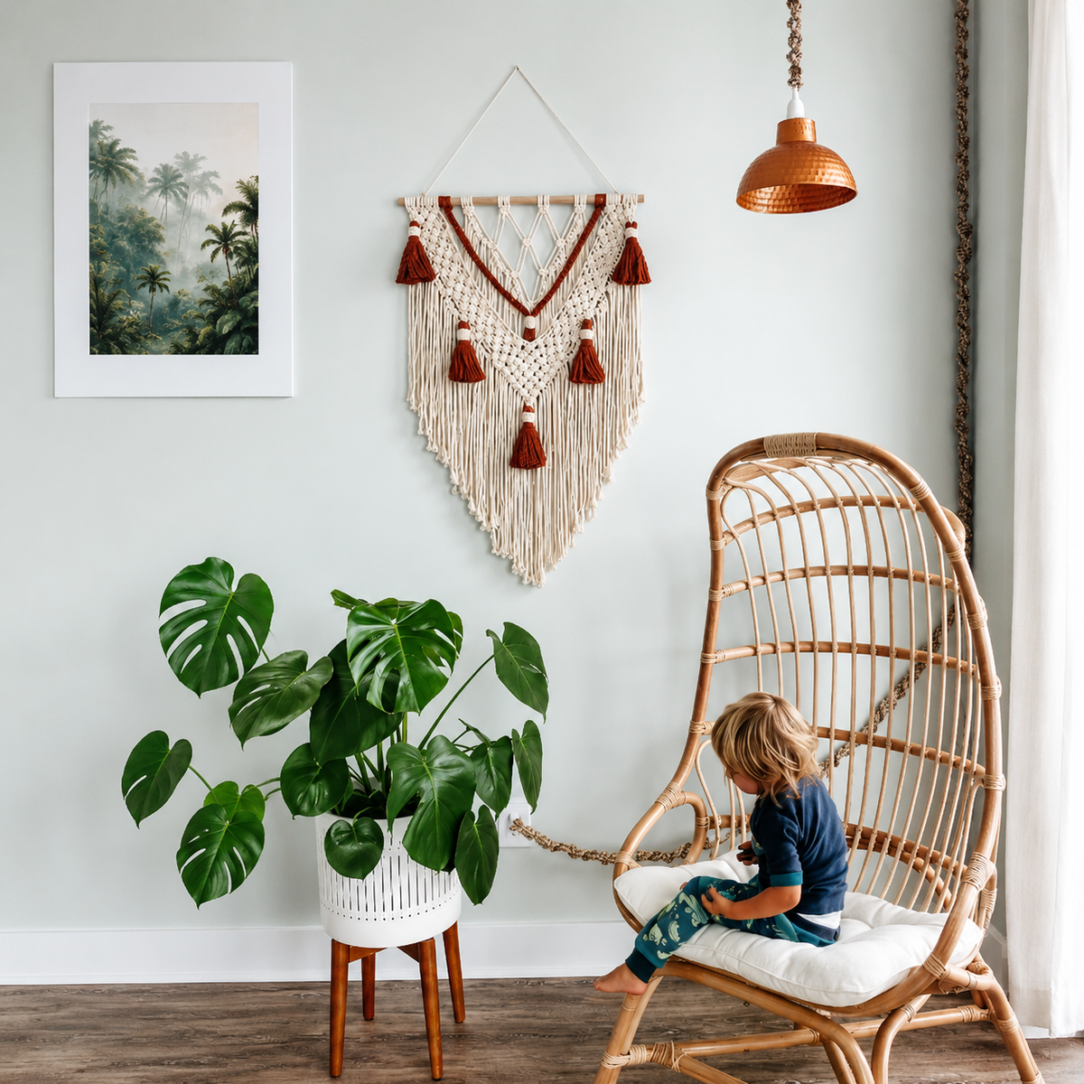 Tenture macramé bicolore fait main | Carmine