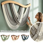 Décoration murale bohème macramé fils drapés barre courbée | Drapa Décorations macramé
