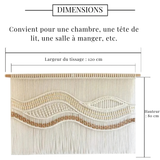 Décoration murale bohème macramé vagues perles bois | Marea Décorations macramé