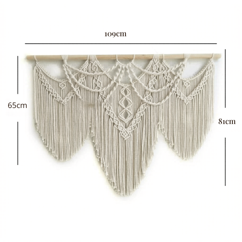 Tenture murale macramé coton naturel bâton bois inclus | Noriel Décorations macramé