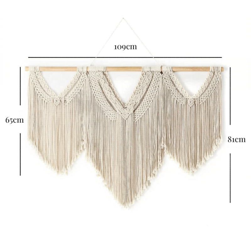 Tenture murale macramé coton naturel bâton bois inclus | Noriel Décorations macramé