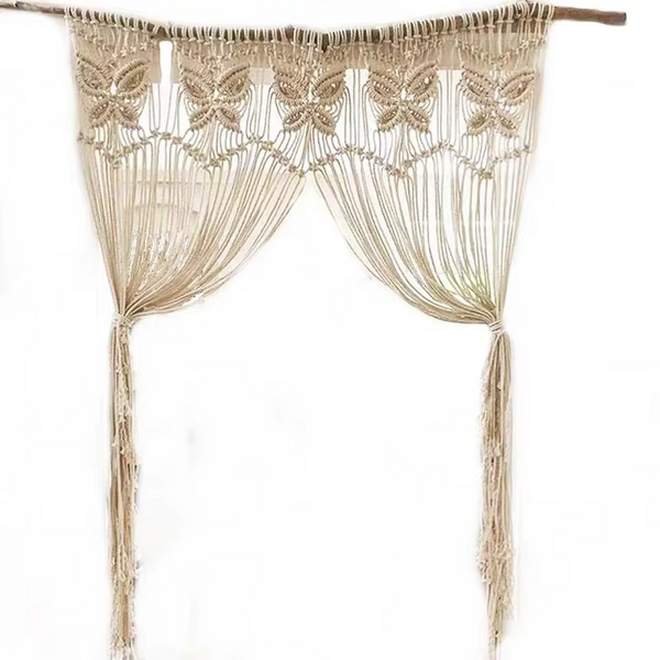 Rideau macramé papillon coton écru 95×180 cm | Orven