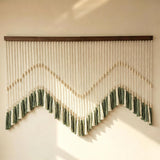 Décoration murale bohème macramé vert sauge perles bois | Savia Décorations macramé