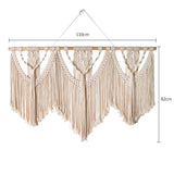 Large Macrame Wall Hanging Tapestry  with  Wooden Stick Hand-Woven Bohemia Tassel Curtain Tapestry  Wedding Backgrou Boho Decor Décorations macramé