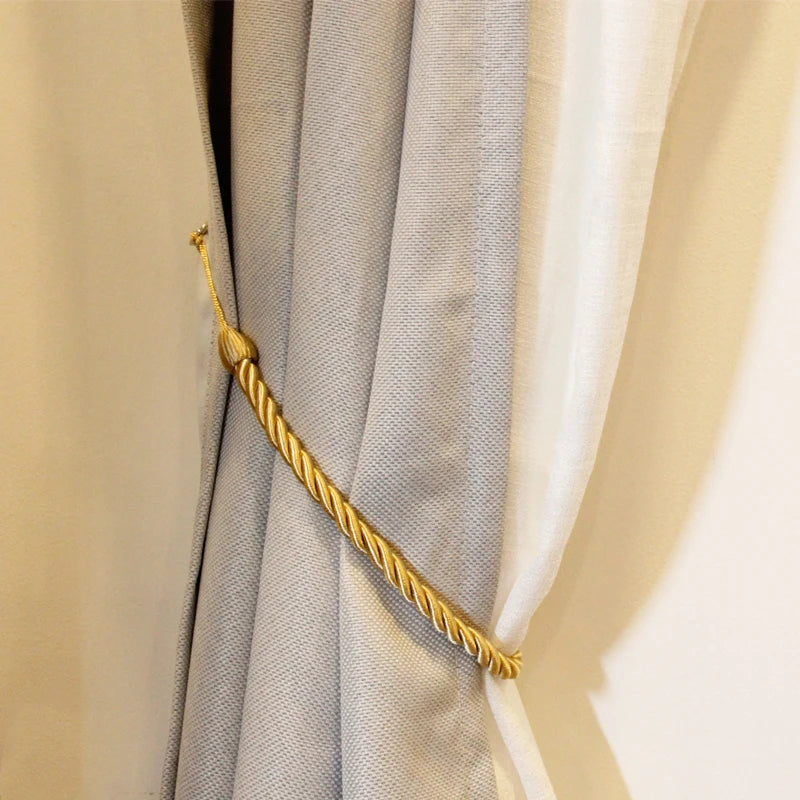 1Pc Handmade Weave Curtain Tieback Gold Curtain Holder Clip Buckle Rope Home Decorative Room Accessories Curtain Tie Backs Décorations macramé