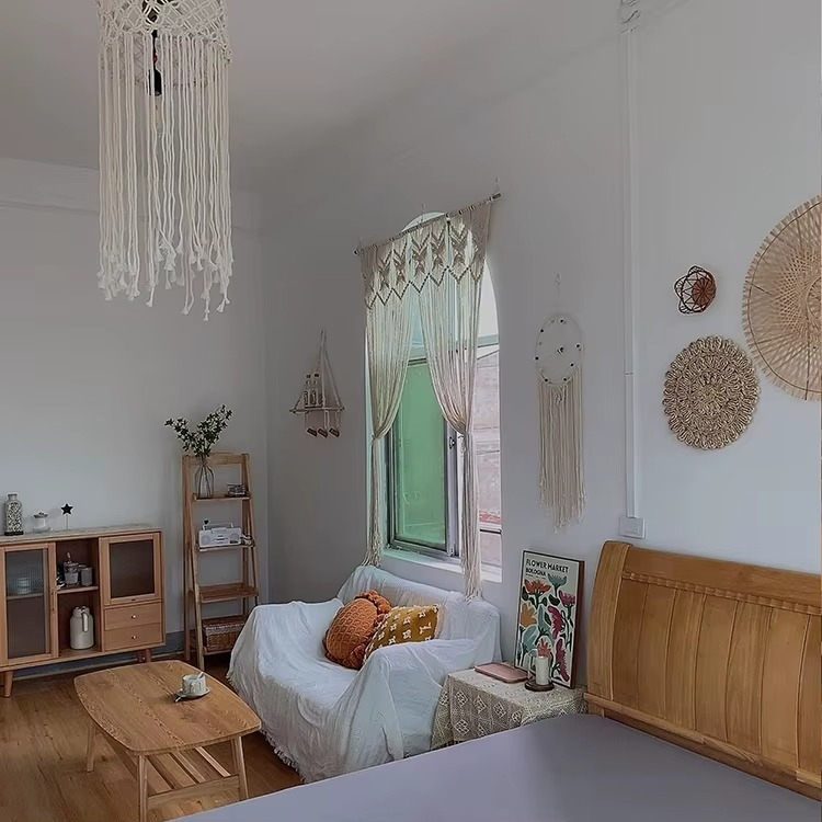 Rideau macramé papillon coton écru 95×180 cm | Orven