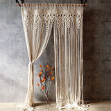 Hand-woven Macrame Cotton Door Curtain Tapestry Wall Hanging Art Tapestry Boho Decoration Bohemia Wedding Backdrop Tapestry Décorations macramé