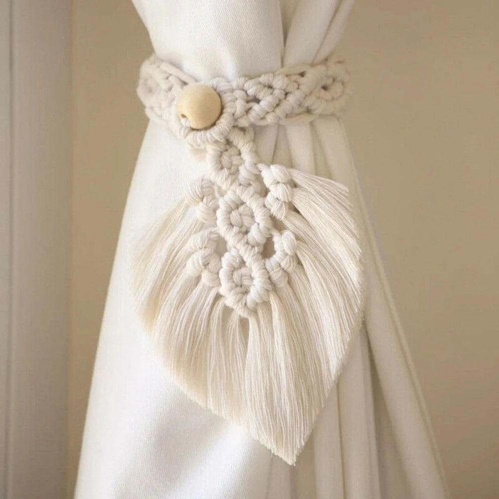 2 Pack Macrame Curtain Tiebacks Decorative Curtain With Bead Window Ties Kawaii Boho Room Decor Living Room Home Decoration Gift Décorations macramé