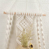 Étagère suspendue macramé coton écru plateau bois Décorations macramé