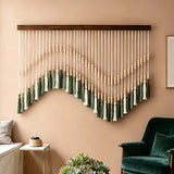 Décoration murale bohème macramé vert sauge perles bois | Savia Décorations macramé