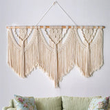 Large Macrame Wall Hanging Tapestry  with  Wooden Stick Hand-Woven Bohemia Tassel Curtain Tapestry  Wedding Backgrou Boho Decor Décorations macramé