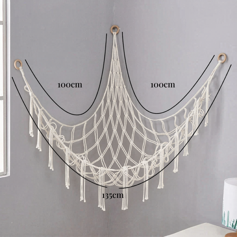 Hamac de rangement mural en macramé | Nidéo