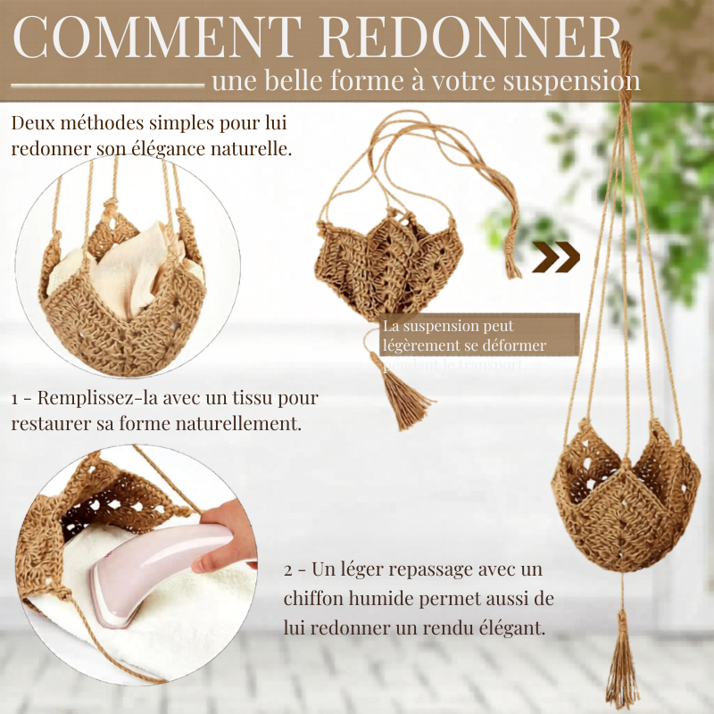 Suspension plante macramé jute naturel style bohème Décorations macramé