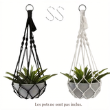 Suspension plante macramé duo — coton 50 cm Décorations macramé