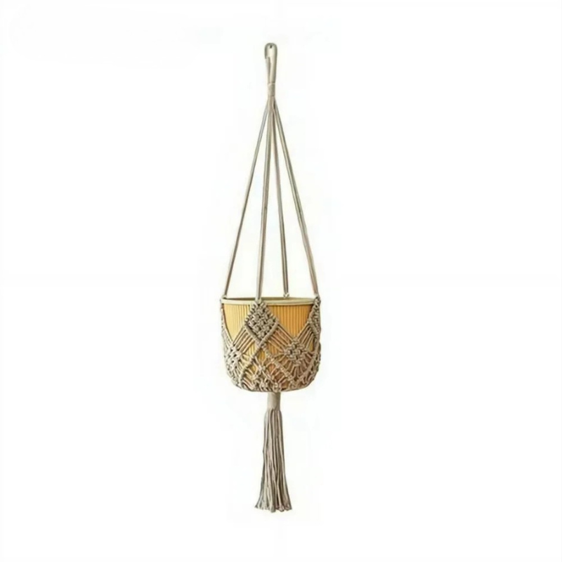 Suspension plante macramé losanges coton pour pot 20cm | Nora Décorations macramé