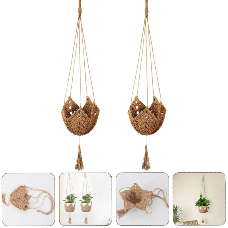 Suspension plante macramé jute naturel style bohème Décorations macramé