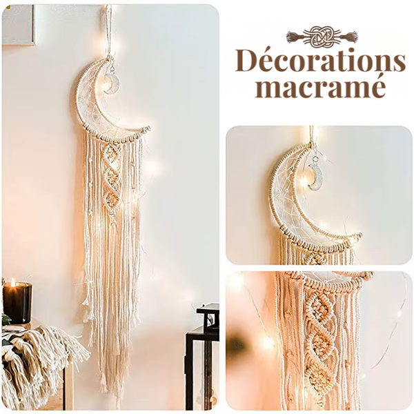 Attrape-rêve macramé lune chambre bohème | Lunaris