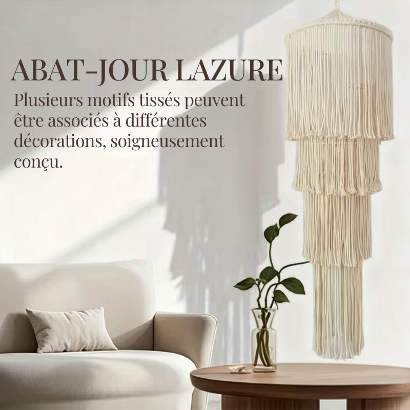 Abat-jour macramé tambour cylindrique en coton tissé | Lazure Décorations macramé