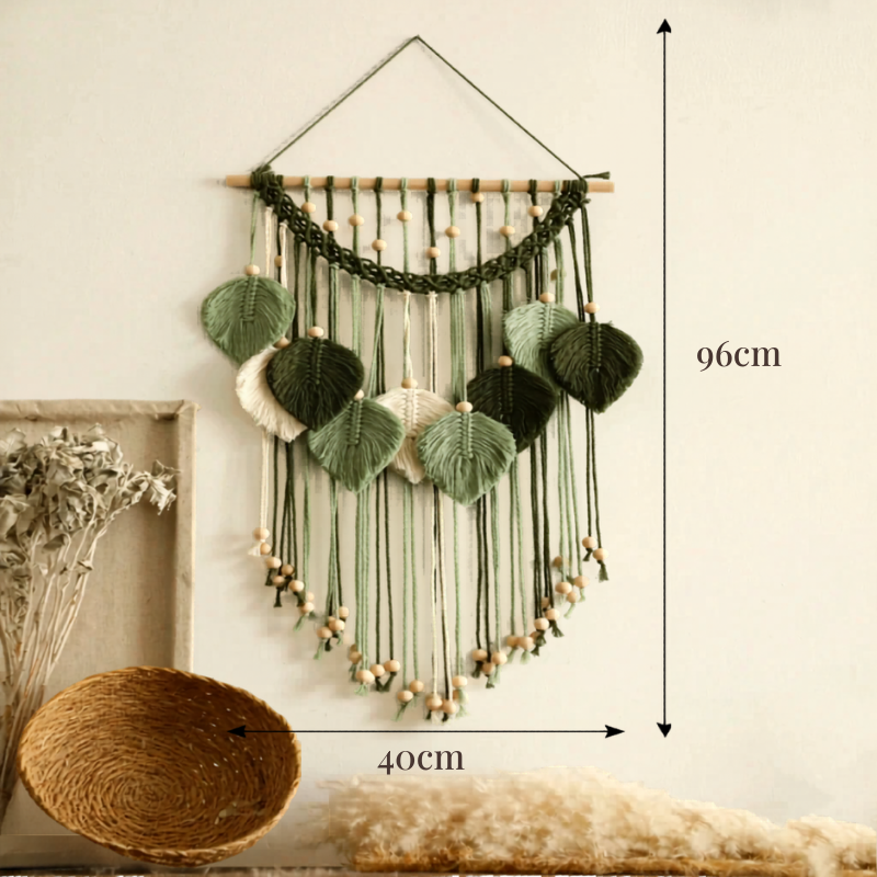 Suspension macramé murale feuilles en coton | Maya Décorations macramé