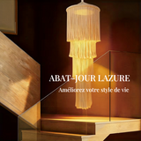 Abat-jour macramé tambour cylindrique en coton tissé | Lazure Décorations macramé