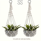 Suspension plante macramé duo — coton 50 cm Décorations macramé