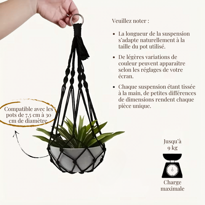 Suspension plante macramé duo — coton 50 cm Décorations macramé