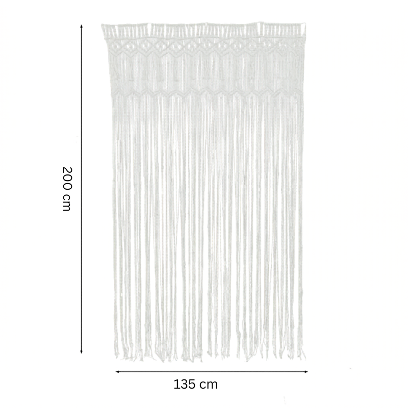 Rideau macramé grand format coton blanc 135x200 cm | Kael Décorations macramé
