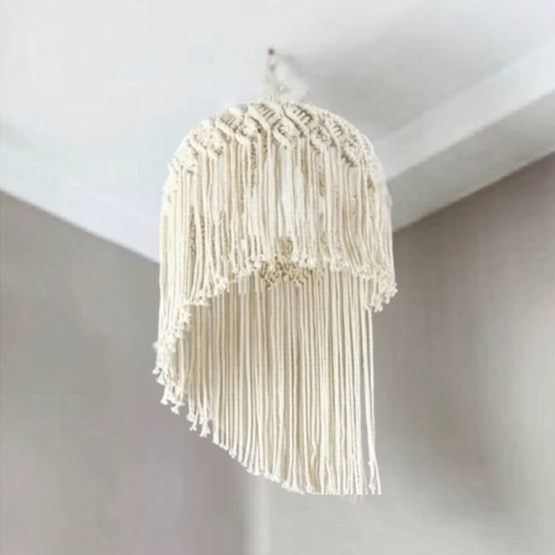Abat-jour macramé lanterne à franges cascade en coton | Soleia Décorations macramé