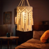 Abat-jour macramé suspension à franges triple niveau | Aura Décorations macramé