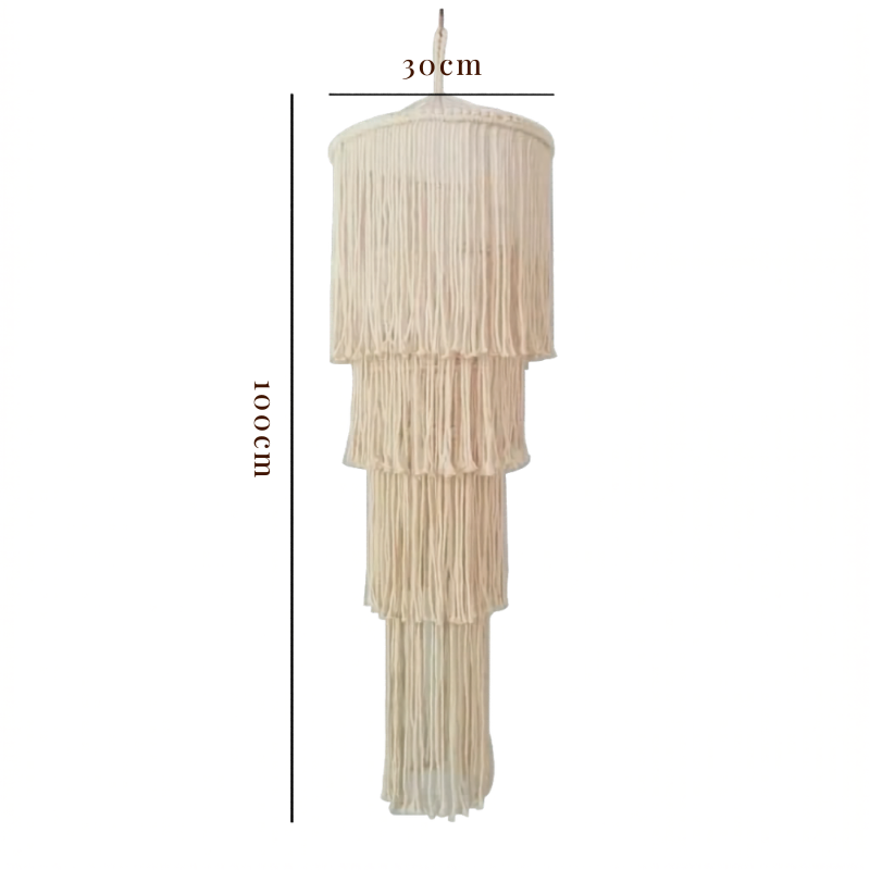 Abat-jour macramé tambour cylindrique en coton tissé | Lazure Décorations macramé