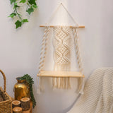 Boho Chic Macrame Wall Hanging Shelf,Woven Rope Plant Hanger for Bedroom & Bathroom Decor,Versatile Storage Solution Décorations macramé