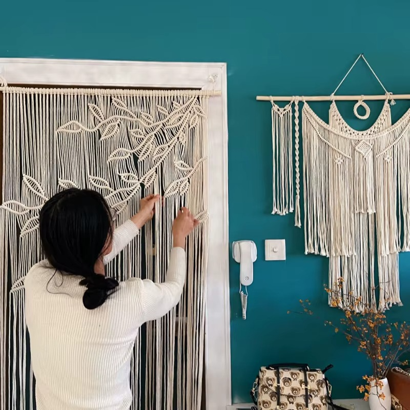 Rideau macramé feuillage | Velum Décorations macramé