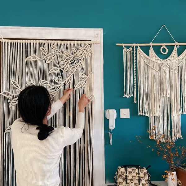 Rideau macramé feuillage | Velum Décorations macramé